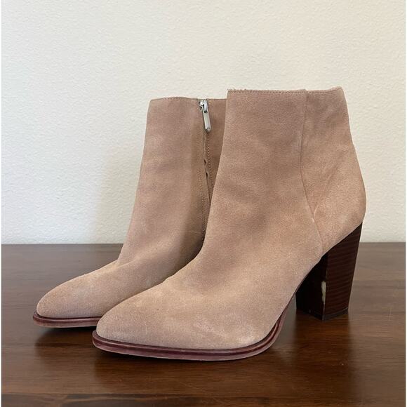 Sam Edelman Blake Tan Block Heel Minimalist Neutral Leather Ankle Booties - Picture 4 of 15